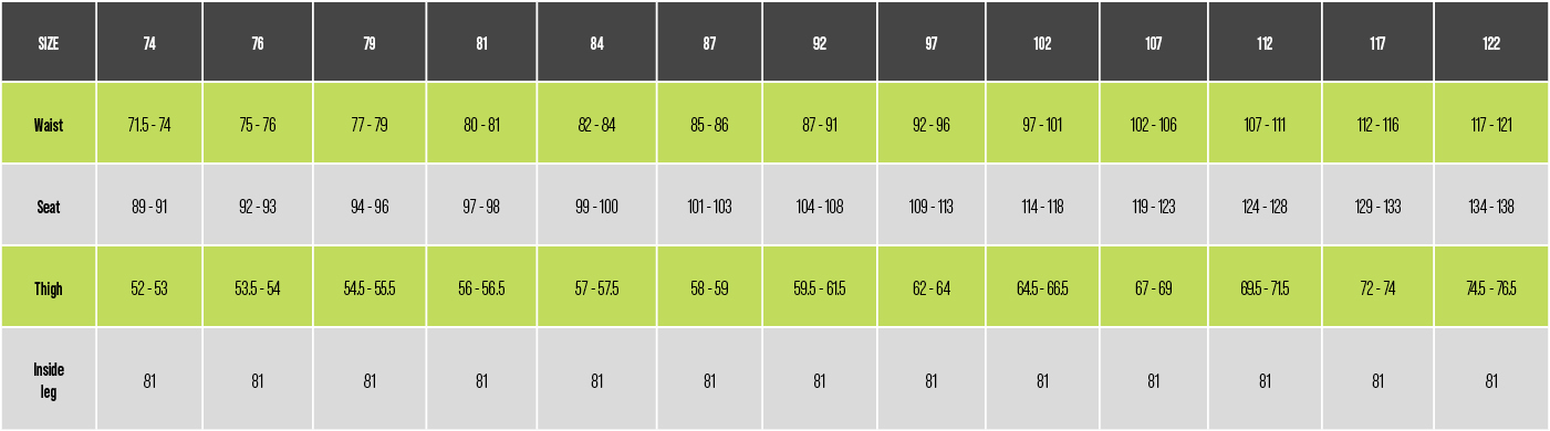 K-Way Size Guide | Cape Union Mart